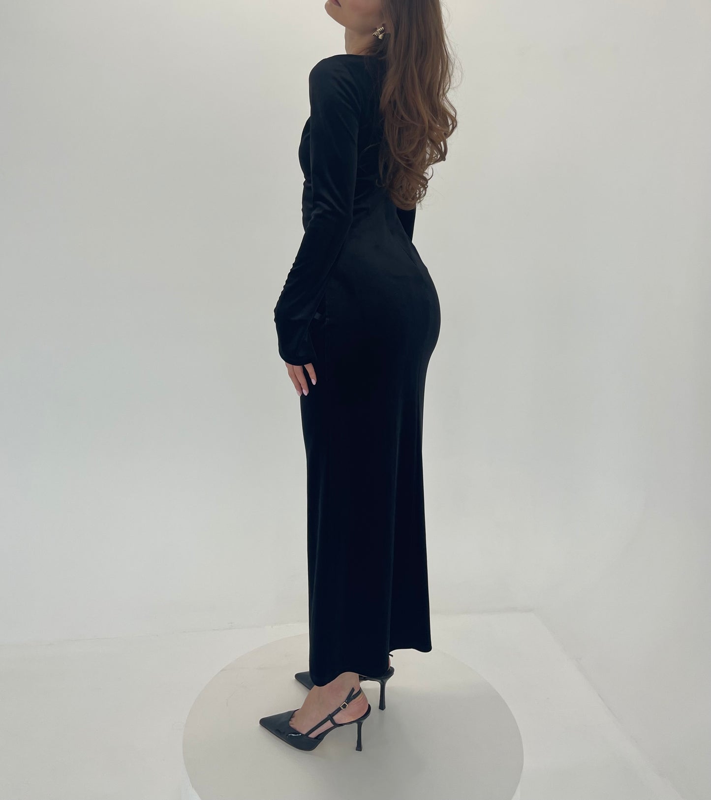 Estelle Black Velvet Midi Dress
