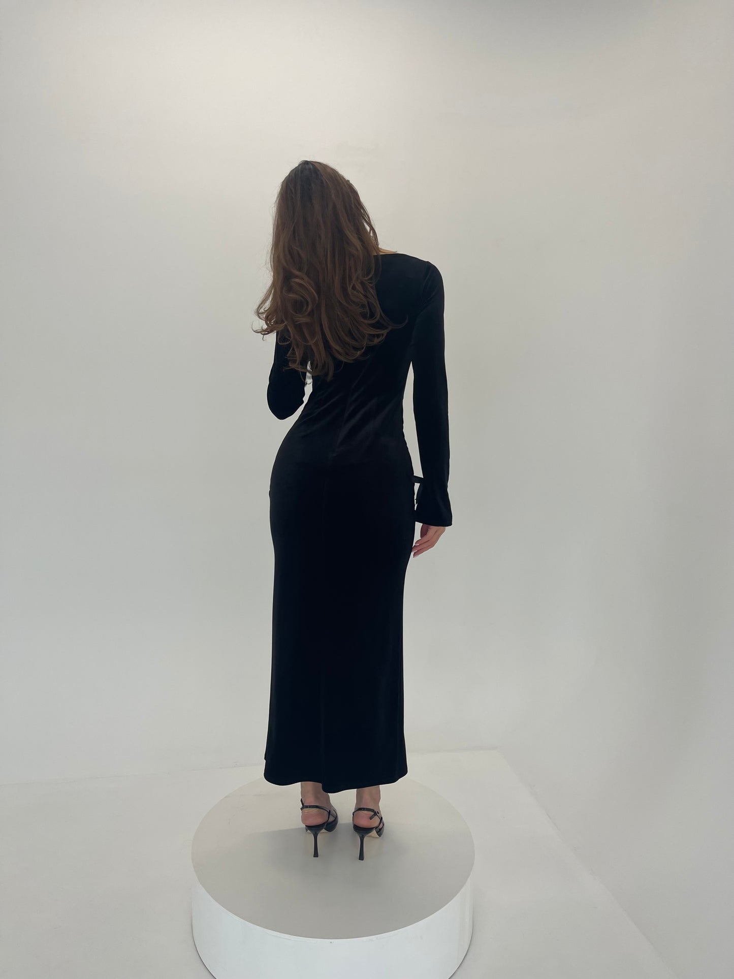 Estelle Black Velvet Midi Dress
