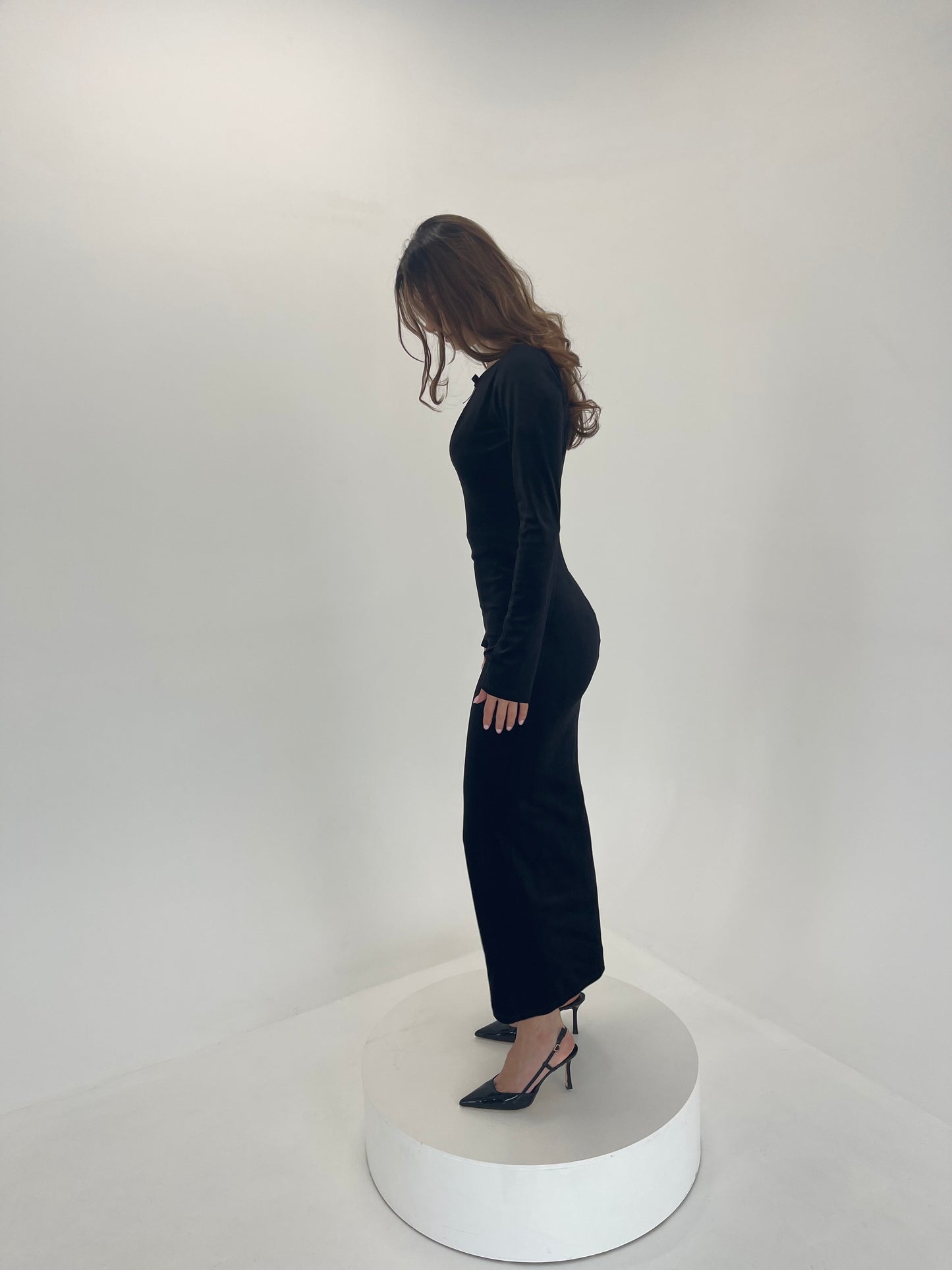 Estelle Black Velvet Midi Dress